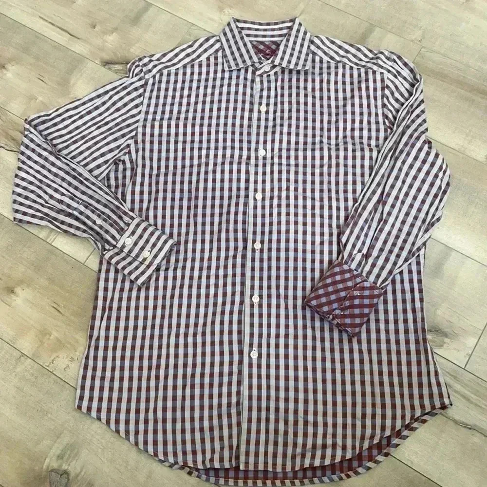 Robert Graham Checkered Plaid Button Down Shirt Sz M